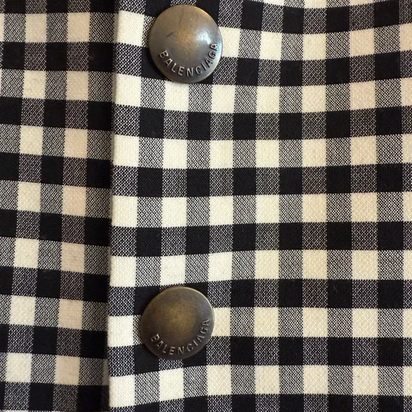 Balenciaga Black and White Gingham A-Line Skirt